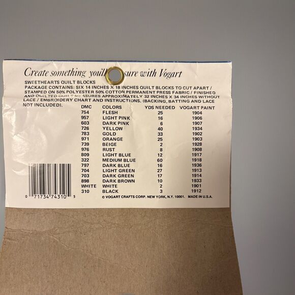 Vogart Sweet Hearts Baby Quilt Top 8743J For Embroidery Personalize It 32"X34" - Picture 2 of 6